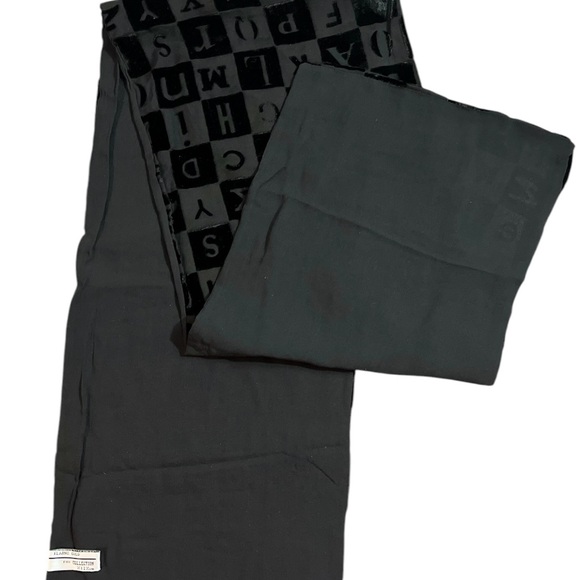 Elaine Gold Collection XIIX ABC Silk/Rayon Scarf 10”X46” Black Men/Women - Picture 2 of 6